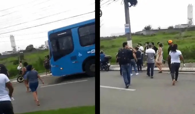 Moradores protestam contra insegurança em linha de ônibus na Serra
