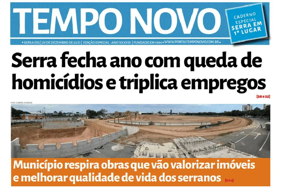 Jornal Tempo Novo lança caderno especial ‘Serra em 1º Lugar’, confira!