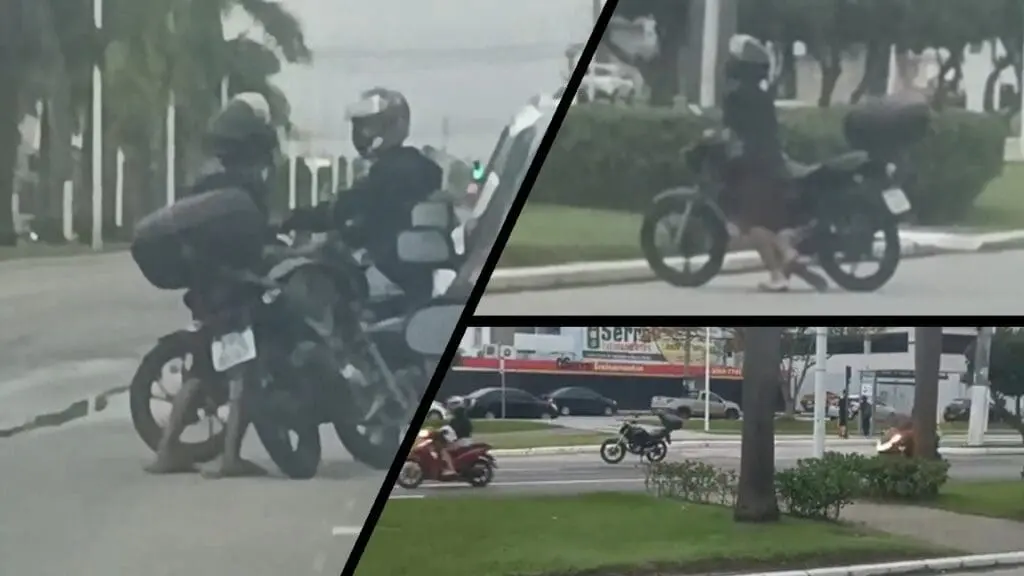 Vídeo: escorias são flagrados furtando moto na cara dura em avenida mais movimentada da Serra