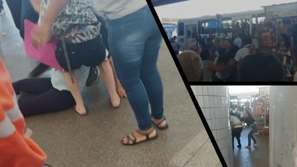 Vídeo: briga entre mulheres no Terminal de Laranjeiras termina com uma delas desmaiada no chão
