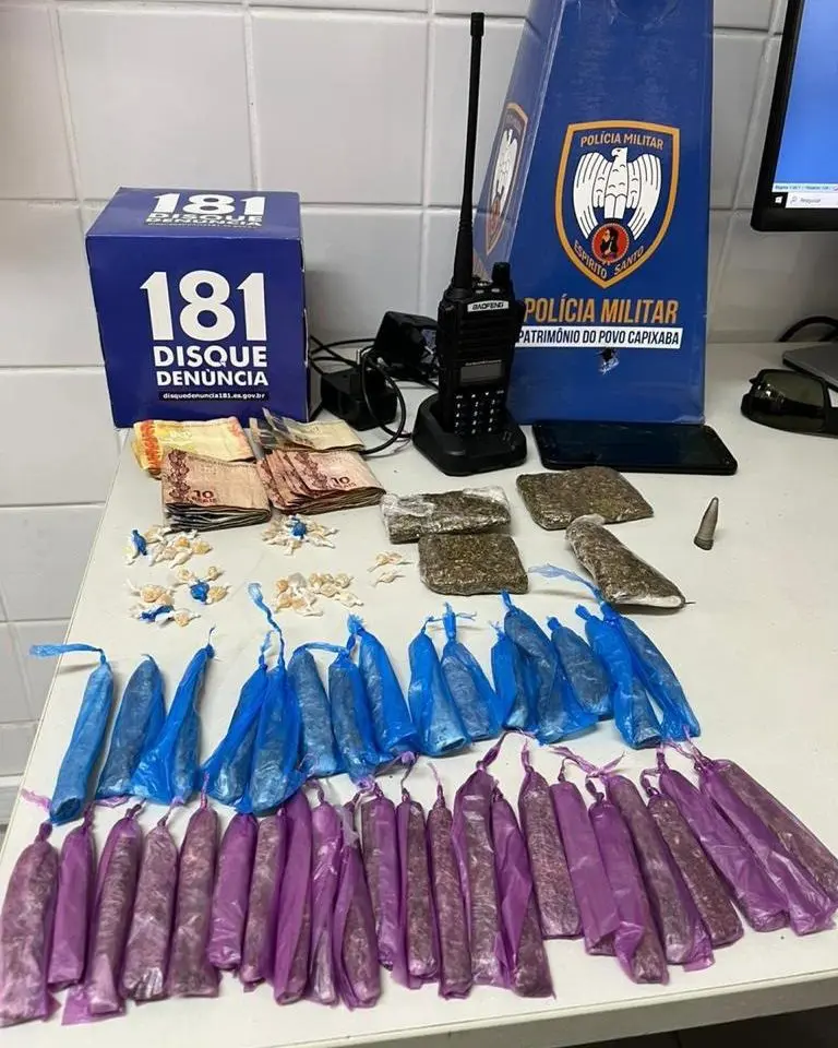 Drogas apreendidas durante a ocorrência em Planalto Serrano bloco C