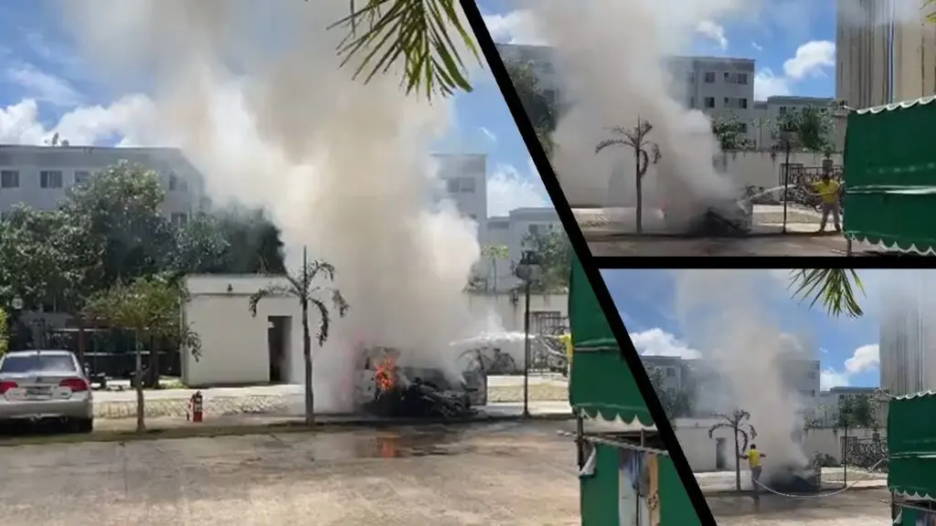Vídeo: carro explode e assusta moradores dentro de condomínio na Serra