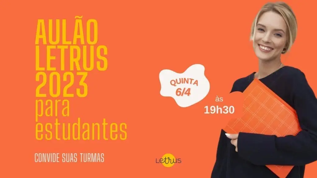 SEDU em parceria com a LETRUS oferece primeiro Aulão de Redação para o Enem 2023 Foto montagem do convitepara o aulão da Letrus