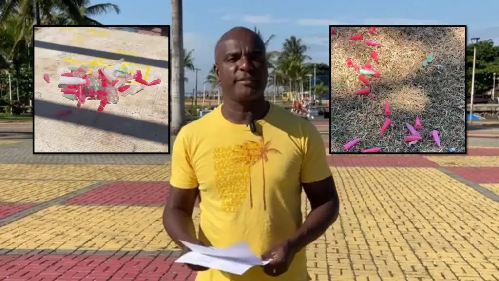 Vídeo: Morador de Jacaraípe pede uma base da GCM para salvar a Praça Encontro das Águas dos cracudos Foto de um morador andando em uma praça de Jacaraípe, Antônio Carlos C&A, com documentos protocolados pedindo a Prefeitura da Serra, mais segurança para a Praça Encontro das Águas