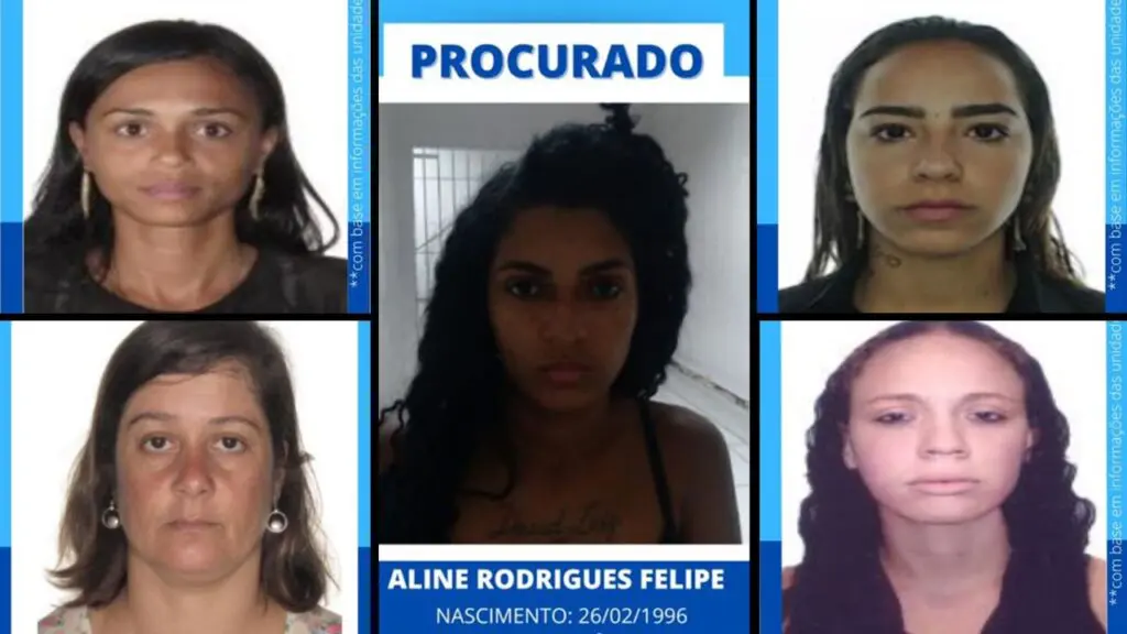 Polícia Civil pede ajuda da população para prender criminosas mais procuradas do interior capixaba Arte com a imagens de 5 mulheres com mandado de prisão em aberto, a Policia Civil divulgou as imagens com intuito de que a população ajude a encontra-las