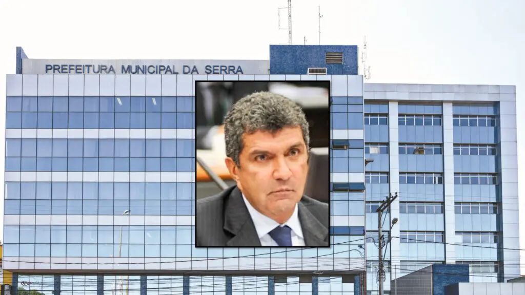 Qual sua opinião sobre a gestão do prefeito Vidigal? 62% classificaram como ruim Fachada Prefeitura da Serra foto prefeito Sergio Vidigal