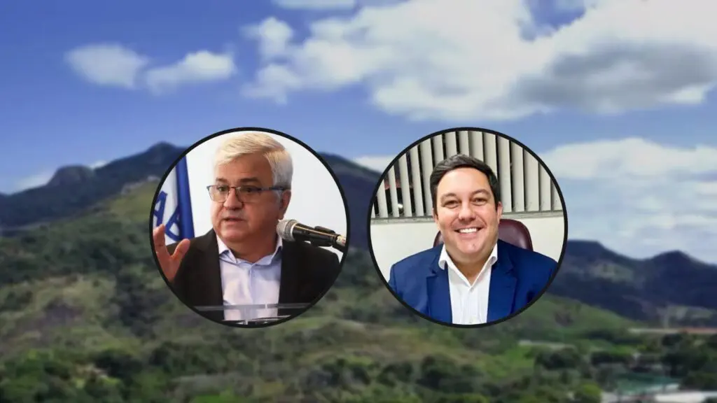 PSB Cidades: Partido inicia série de palestras na Serra com formato aberto aos moradores Capa com rosto dos palestrantes: Alberto Gavini e Bruno Lamas