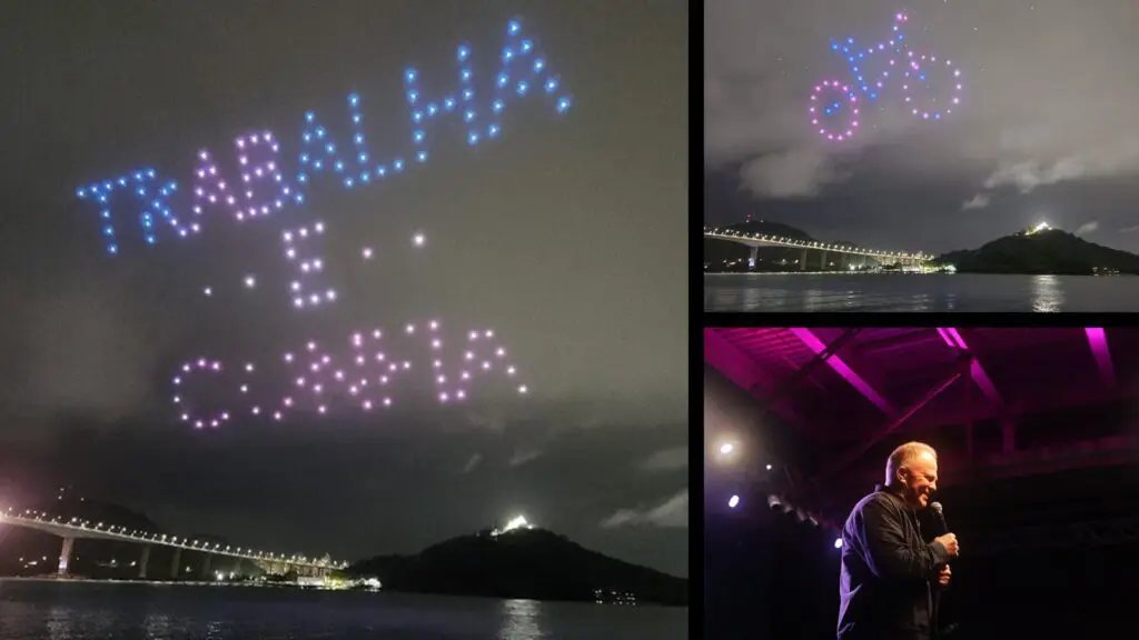 Confira como foi o show de luzes que fechou o dia de celebrações na Terceira Ponte