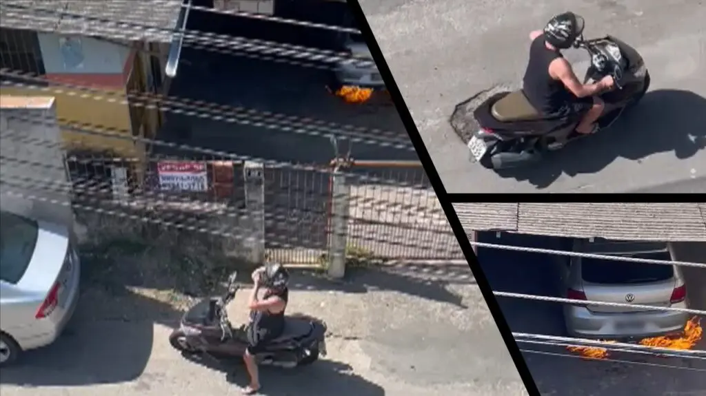 Vídeo: Sujeito mete fogo em carro de morador e ainda revela a motivação em Carapina