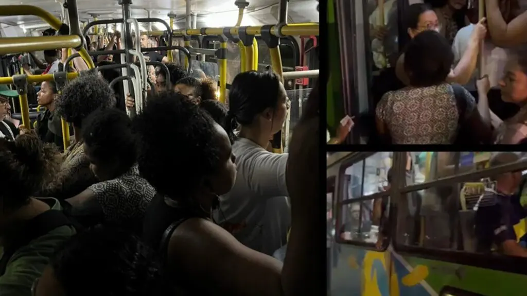 Imagens do ônibus lotado na Serra