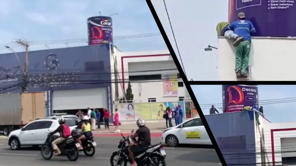 Pintor leva choque enquanto pintava um prédio na Serra.