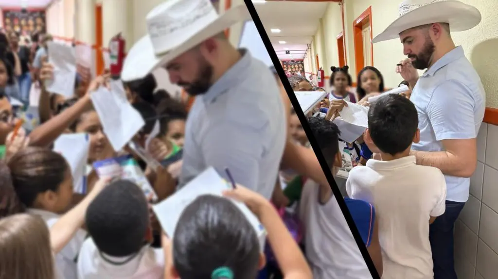 Pablo Muribeca visita escola para prestar homenagem a servidores e acaba causando entre os alunos