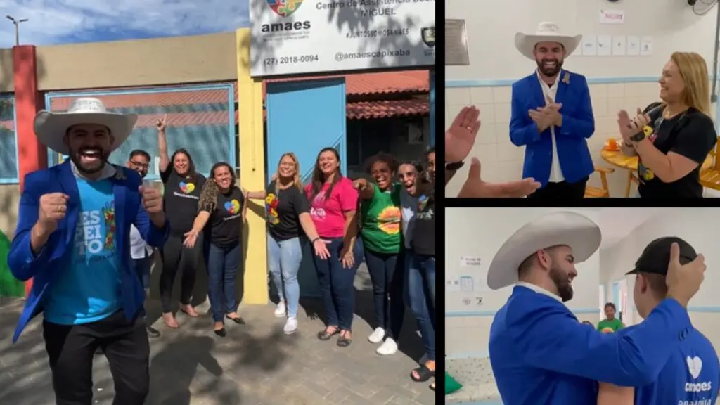 Pablo Muribeca visitando a AMAES