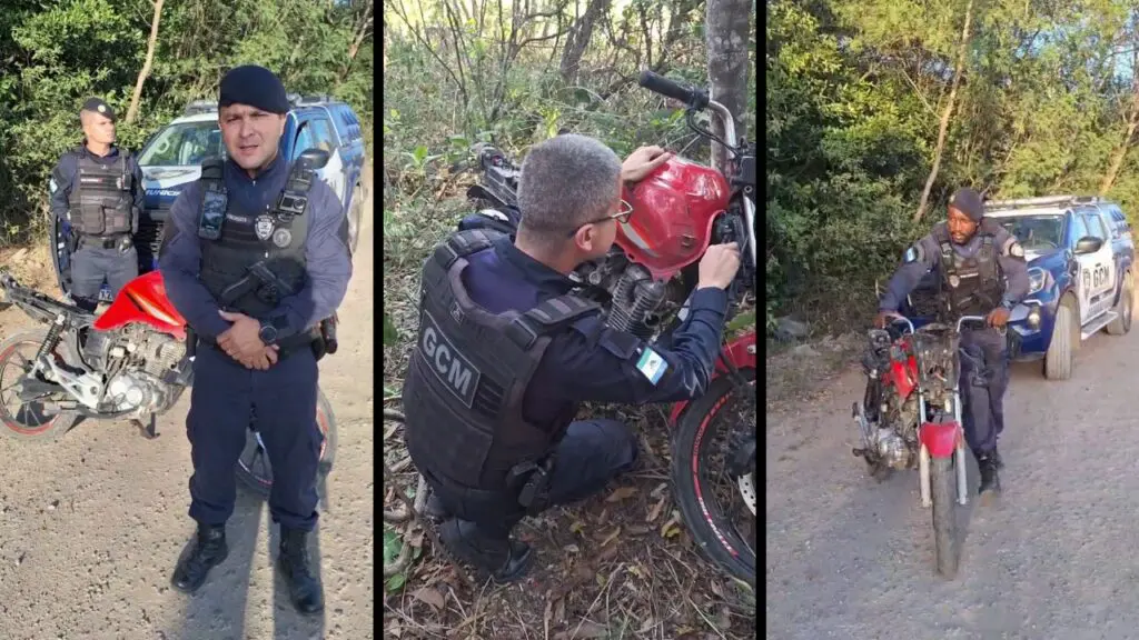 Vídeo: Guarda da Serra em menos de 2 horas recupera moto roubada em Bicanga Guarda da Serra recupera moto furtada em area de mata na Serra.