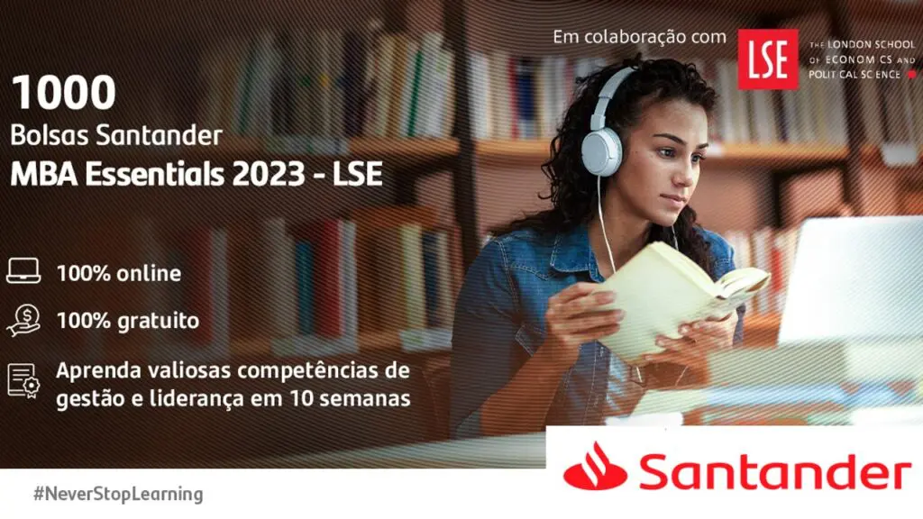 Santander está ofertando mil vagas para bolsas de cursos 100% gratuitos em MBA Cursos gratuitos do Santander estão sendo ofertados no ES