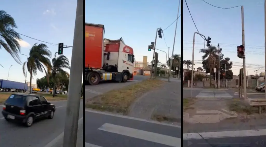 Vídeo: ciclista da Serra denuncia semáforo com defeito há mais de 4 meses na BR-101 Imagens do semáforo com defeito na BR-101