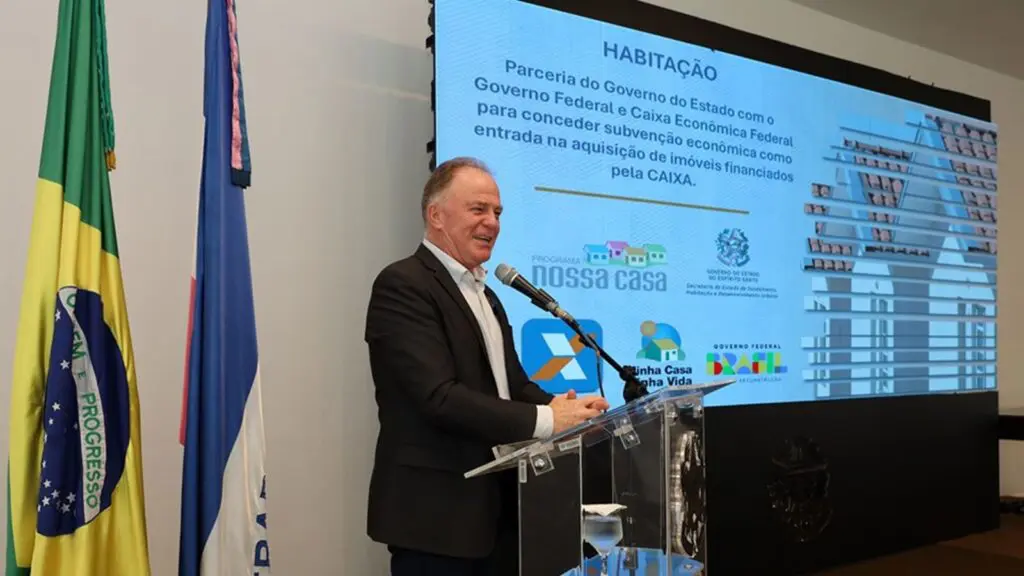 Governo capixaba lança subsídio de R$ 20 mil para a compra de imóveis no ES Renato Casagrande durante anúncio do subsídio
