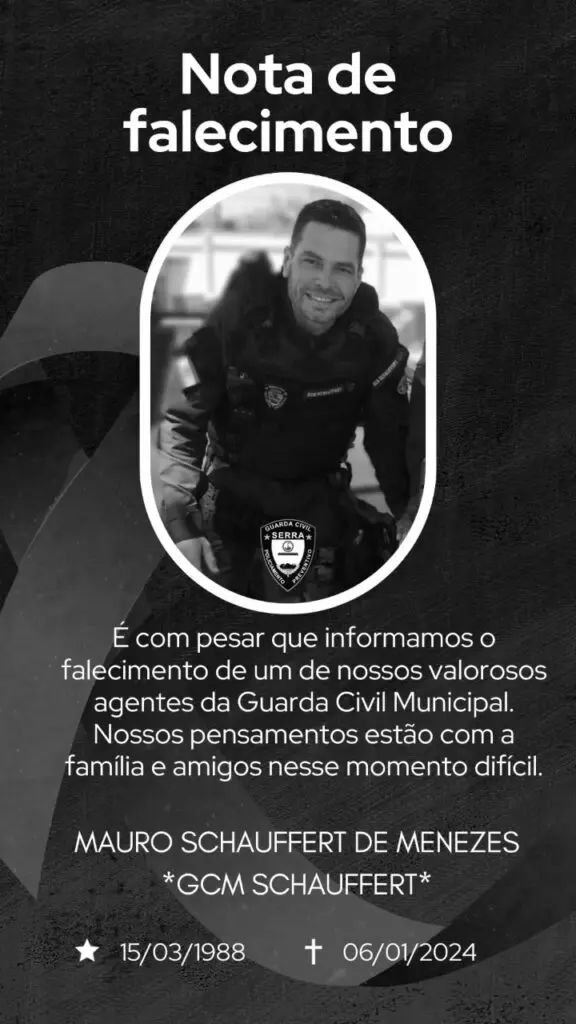Nota de falecimento postado no Integram Guarda da Serra.