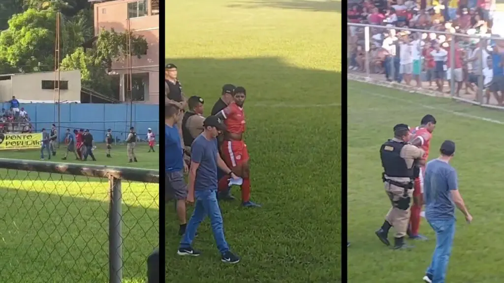 Vídeo: Jogador de futebol é preso durante partida em MG por crimes cometidos na Serra Jogador de futebol é preso durante partida em Minas por cometer crimes na Serra.