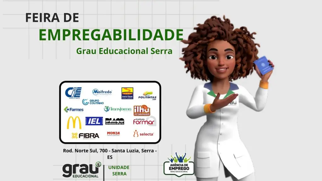 Grau Técnico realiza mutirão com centenas de oportunidades de emprego na Serra Feira de empregos organizada pela Grau Tecnico promete trazer centenas de oportunidades para moradores da Serra.