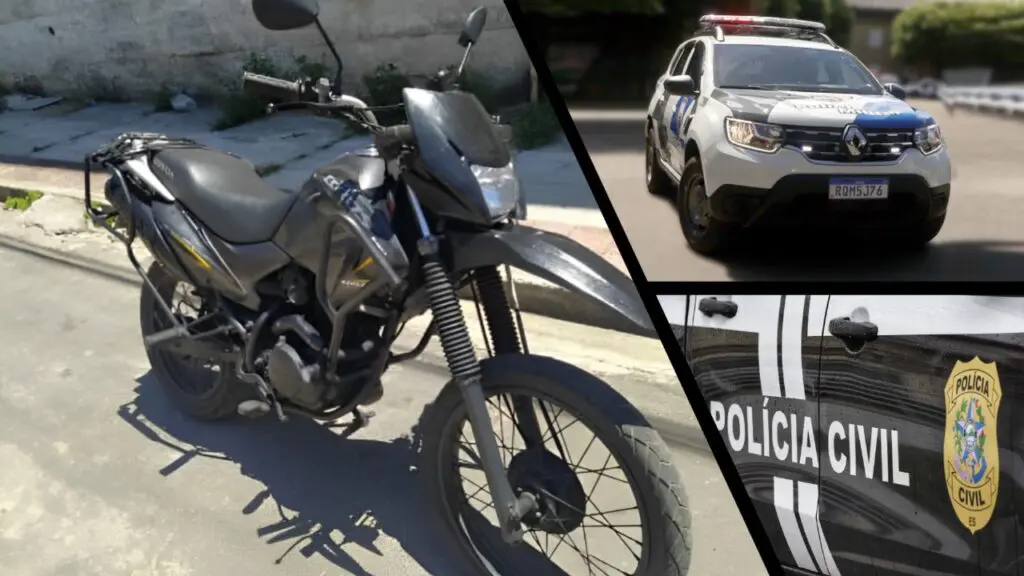 Assaltantes armados com metralhadora caseira aterrorizam vítima e roubam moto na Serra Assaltantes armados apavoram vítima e roubam moto em Praia de Carapebus.