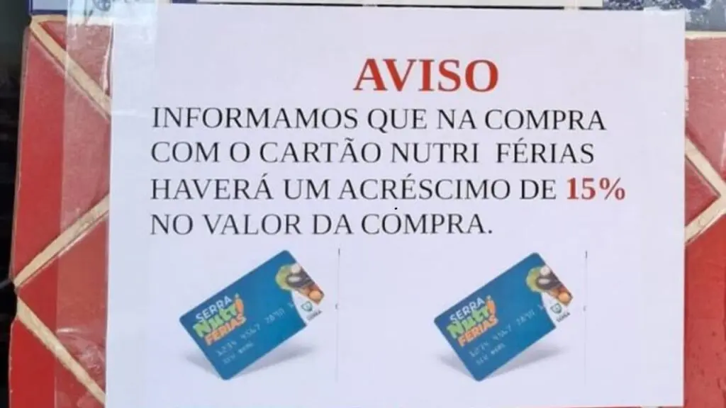 Prefeitura orienta denúncia de comércios que cobram taxa para cartão Serra Nutri Férias Comércios cobram taxas indevidas em pagamentos com cartões de benefícios da Prefeitura da Serra.
