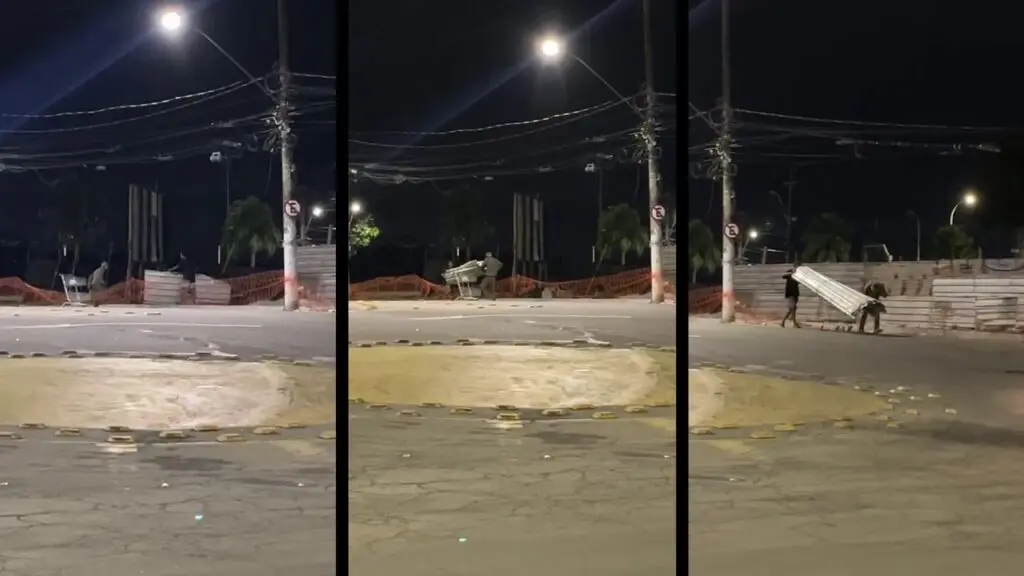 Vídeo: Moradora flagra suspeitos carregando material de lote baldio na Serra Sujeitos são flagrados furtando telhas de alumínio de um canteiro na Serra