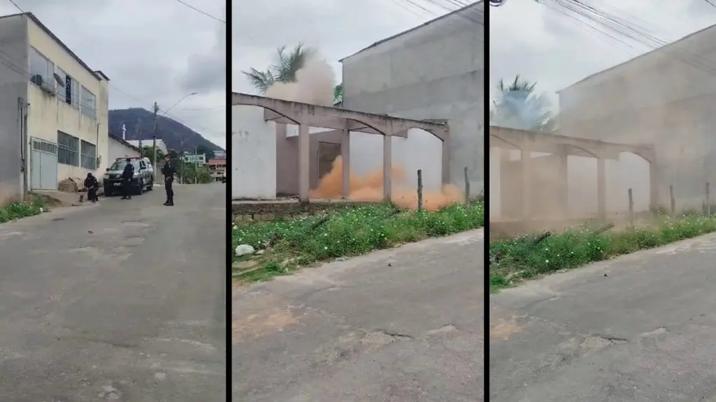 Vídeo: Polícia Militar detona granada abandonada por suspeitos durante fuga na Serra Vídeo: Esquadrão especial da Polícia Militar detona granada caseira na Serra.