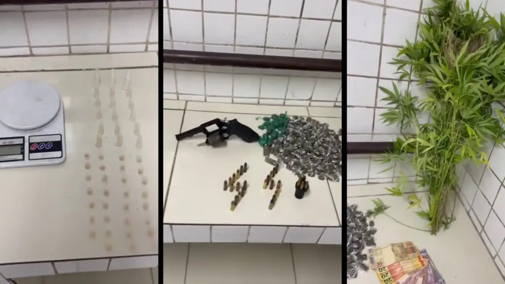Polícia Militar prende suspeito apontado como gerente do tráfico em posse de arma e drogas na Serra Polícia Militar prende sujeito apontado como gerente do tráfico e apreende arma e pé de maconha na Serra