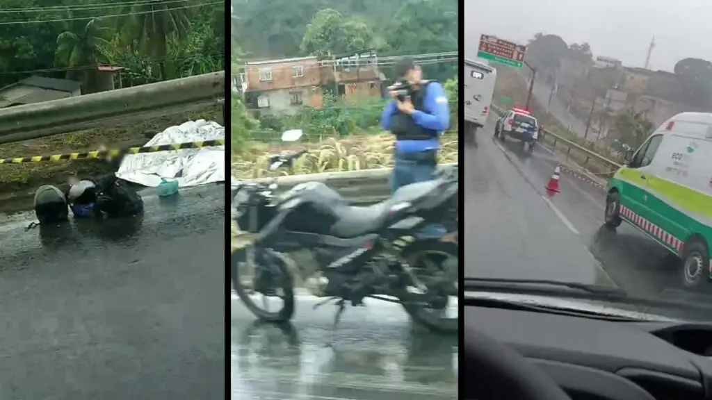 Grave acidente de moto na BR-101 causa a morte de casal na Serra Grave acidente envolvendo um motociclista termina com a morte de duas pessoas na BR-101, na Serra