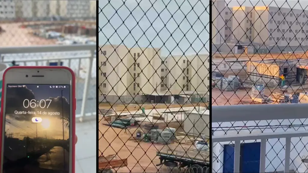 Vídeo: moradora documenta durante dias barulho de obra fora do horário na Serra Imagens das obras responsáveis pelo barulho em Manguinhos