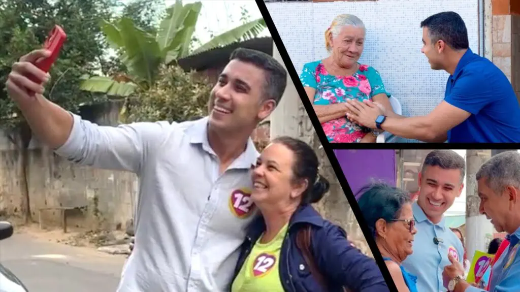 Weverson Meireles em evento de campanha na Serra, interagindo com moradores e discutindo propostas