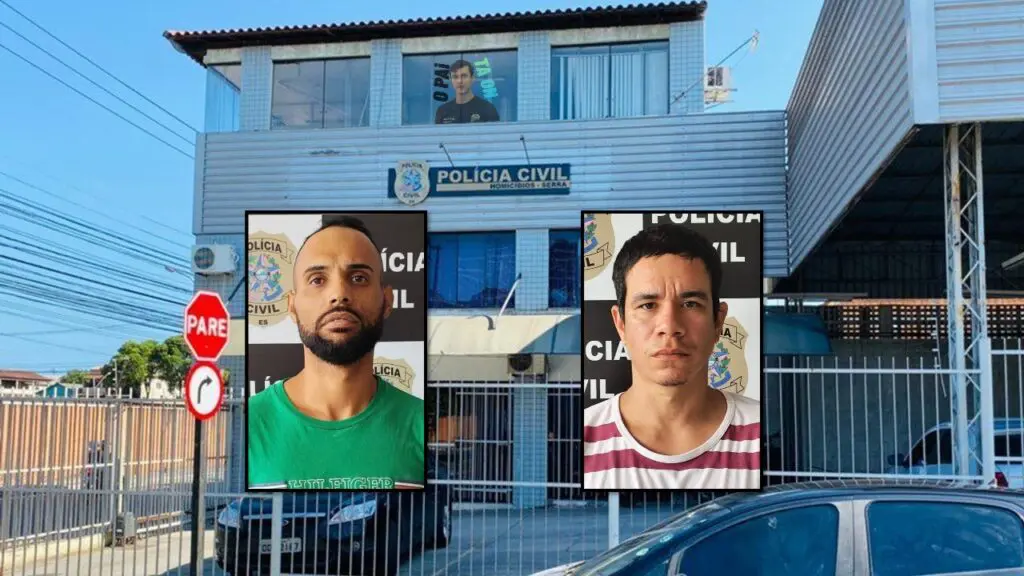 DHPP Serra apresenta dupla acusada de matar adolescente em frente a distribuidora de bebidas DHPP Serra desvenda morte de adolescente na Serra.