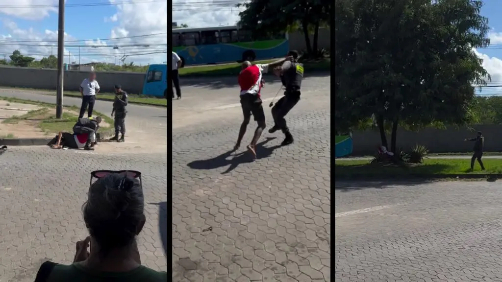 Vídeo: homem se recusa a ser detido e agride militares dentro do Terminal de Laranjeiras Confusão em terminal termina com duas prisões após resistência e desacato à PM na Serra