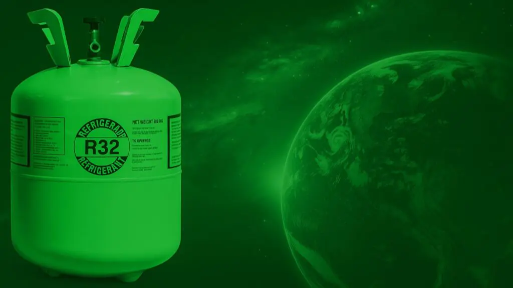 ar-condicionado moderno com gás ecológico R-32, instalado em residência sustentável