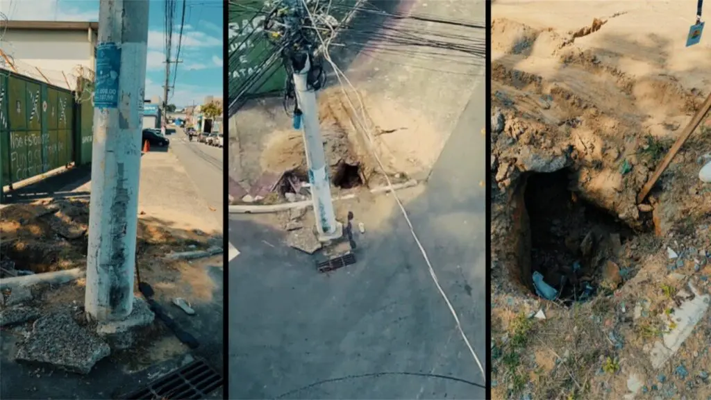 Postes mal localizados e buracos causam acidentes em Jardim Limoeiro; Prefeitura promete ações