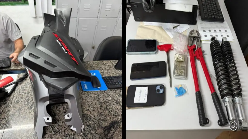 Trio é preso por vender peças de moto furtada na Serra