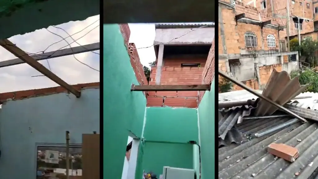 Vendaval destelha casa e deixa família desabrigada na Serra