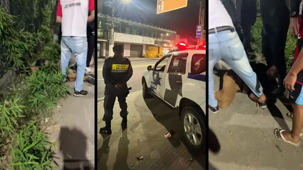 Vídeo: suspeito de assalto é espancado até ficar inconsciente na Serra Suspeito é espancado após tentativa de assalto na Serra