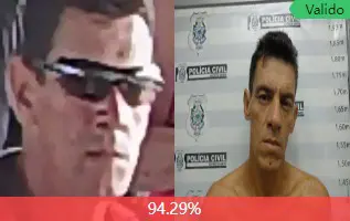 Duas fotos de um homem (Flavio da Silva Neves, 53 anos), identificado e preso pelo sistema se segurança, que utiliza câmeras de segurança com inteligência artificial.
