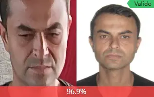 Duas fotos de um homem (Eder Siqueira Rocha, 37 anos), identificado e preso pelo sistema se segurança, que utiliza câmeras de segurança com inteligência artificial.