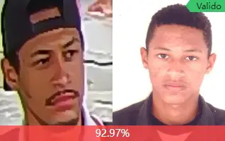 Duas fotos de um homem (Kevenym Pacheco da Silva, 30 anos), identificado e preso pelo sistema se segurança, que utiliza câmeras de segurança com inteligência artificial.
