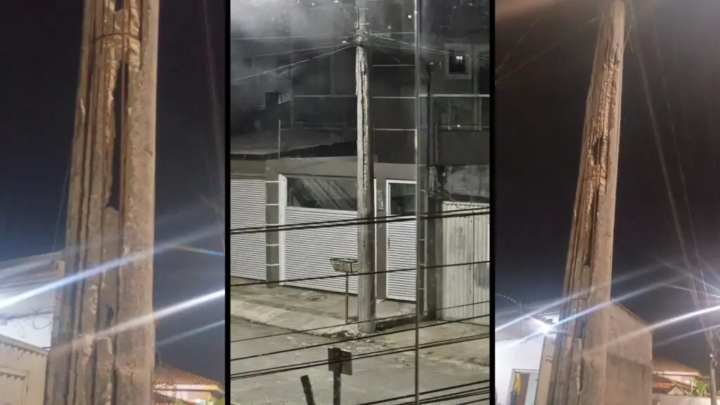 Vídeo: poste degradado preocupa moradores do bairro Colina de Laranjeiras Poste com risco de queda preocupa moradores do bairro Colina de Laranjeiras