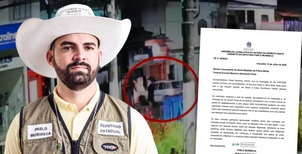 Deputado Pablo Muribeca solicita investigação da PM após furto ousado em loja de Serra Sede