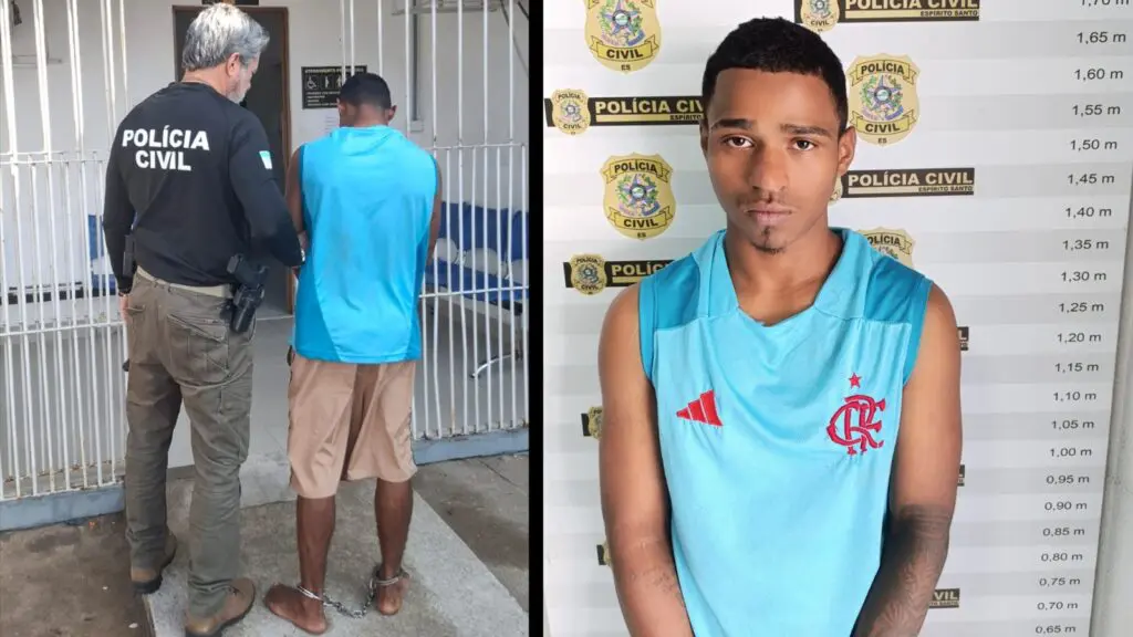 O delegado Josafá Silva acompanha o preso durante mais uma fase da Operação Ponto Final