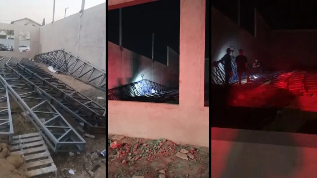 Obra no bairro São Francisco, em Jacaraípe, foi isolada após acidente com estrutura metálica.