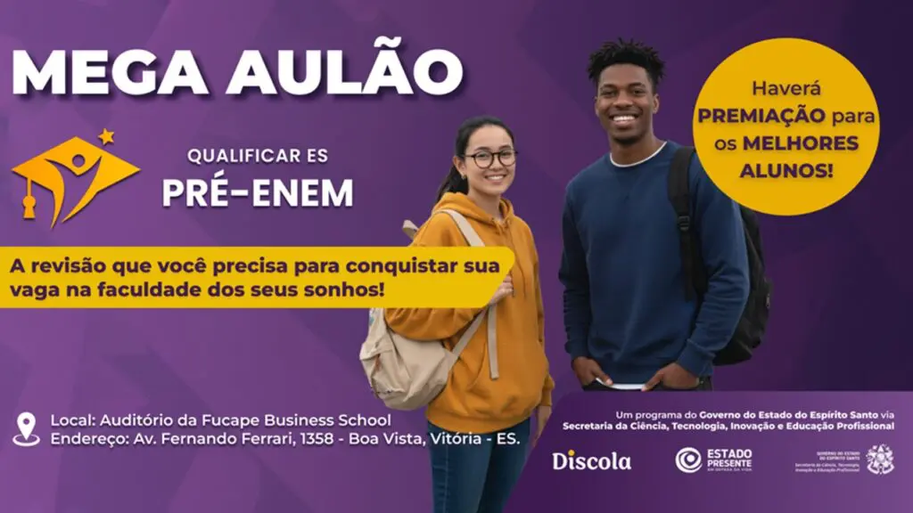 Mega Aulão gratuito prepara estudantes para o ENEM