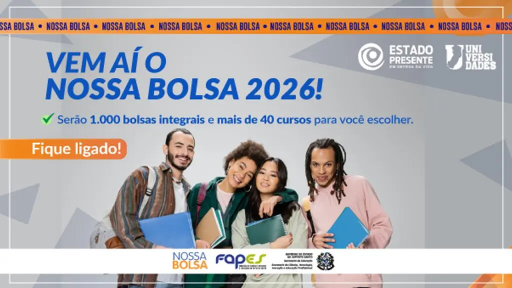 Nossa Bolsa 2026 vai ofertar mil bolsas integrais no Espírito Santo
