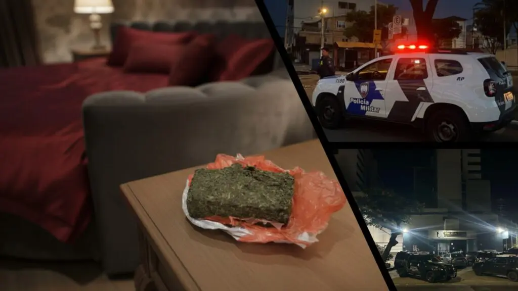 Dupla é detida com quase 2 kg de maconha e arma durante festinha em motel na Serra Dupla é detida com drogas e arma durante festa em motel na Serra
