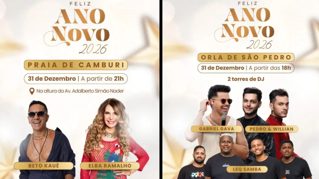 Vitória terá shows em São Pedro e Camburi para comemorar o réveillon 2026